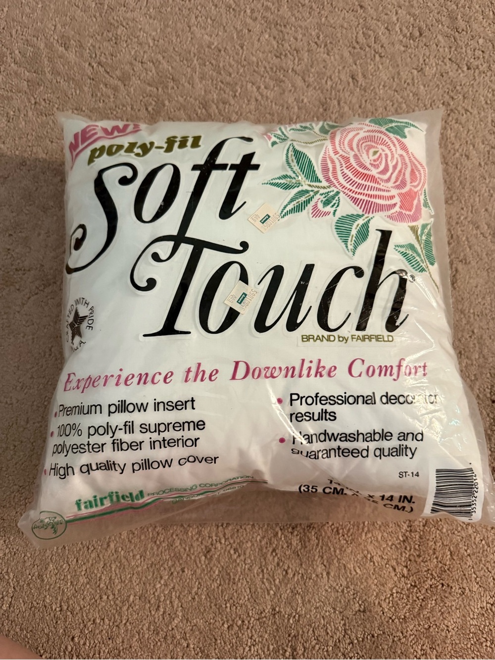NWT Soft Touch White Pillow | 14” x 14” | Arts & Crafts